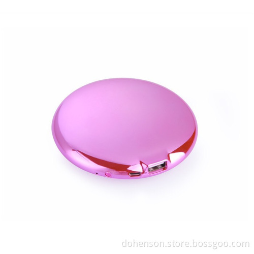 Fashion cosmetic mirror pow bank round shape super slim 7000mah